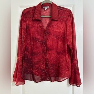 Sparkly Red Blouse.Size L (21 inches pit to pit)